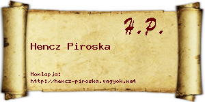 Hencz Piroska névjegykártya